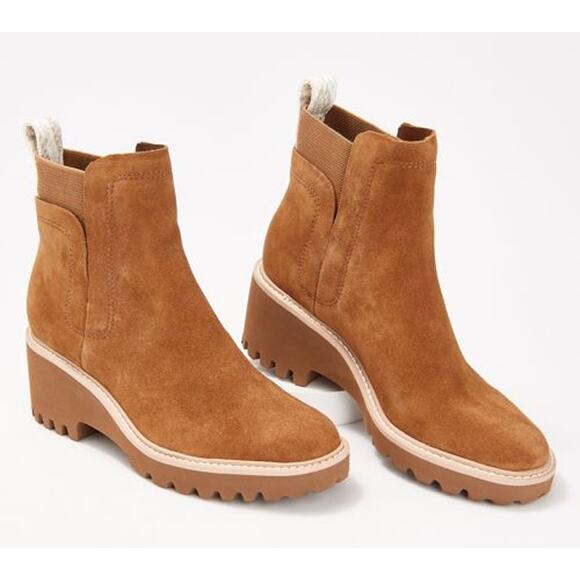 Dolce Vita Suede Waterproof Ankle Boots Size 8.5 Brown Color - Picture 1 of 11